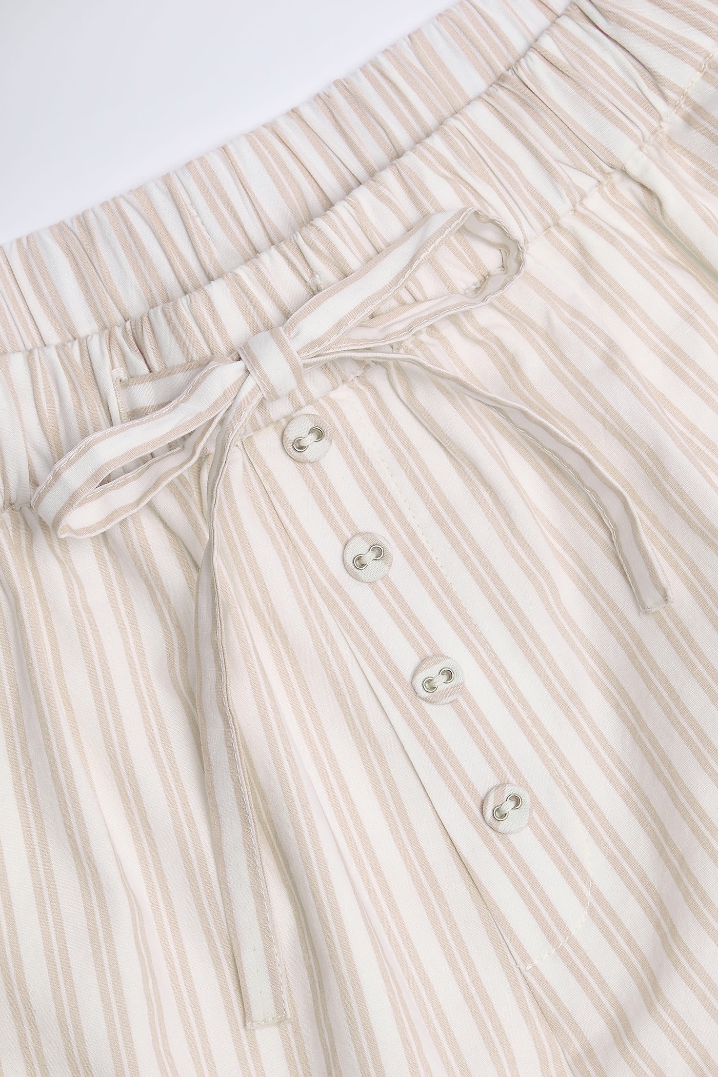 Wide-Leg Cotton-Poplin Trousers in Taupe Stripe view 4